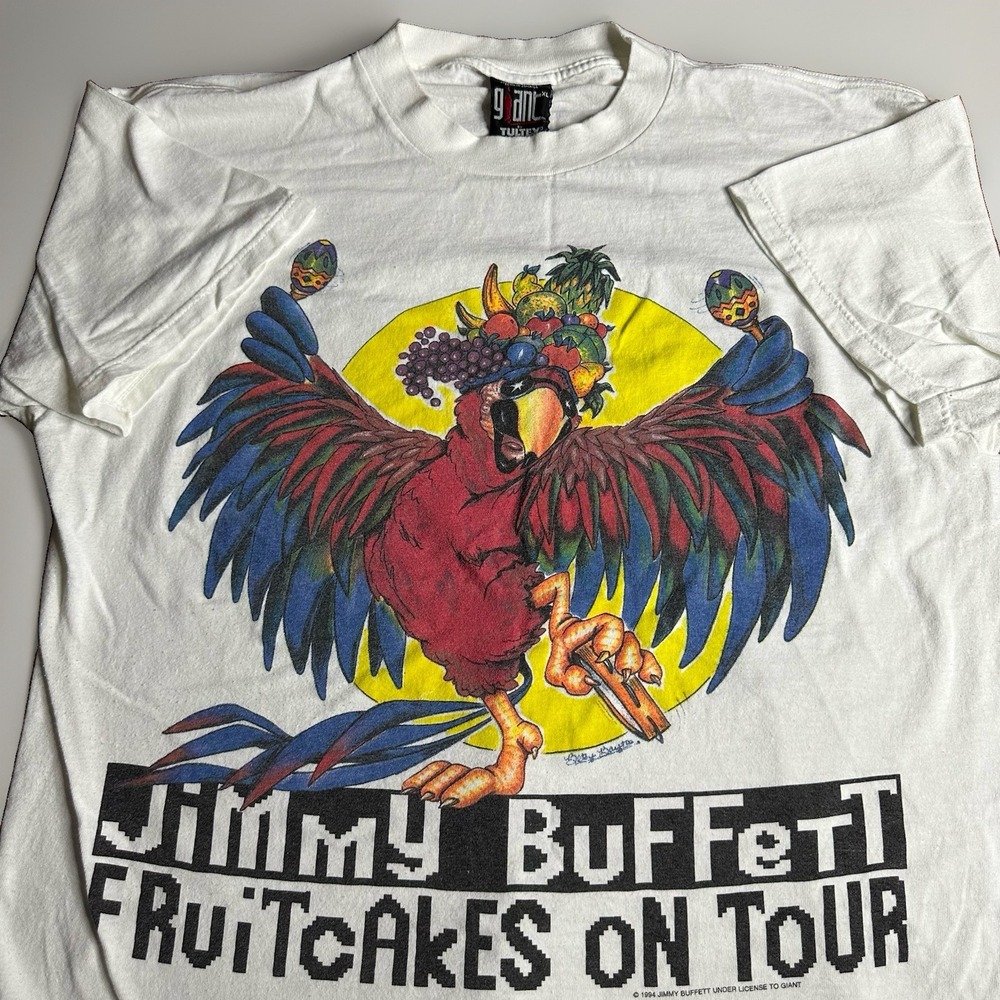 Vintage 90s Jimmy Buffett Fruitcakes Tour Shirt Mens XL White Giant Tag Toucan